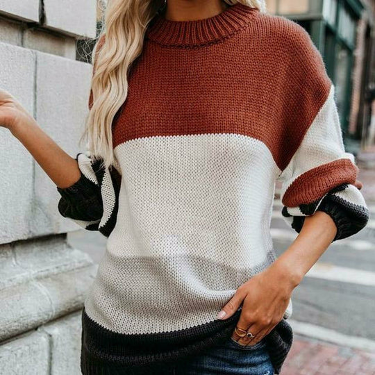 EB | Gestreifter Strickpullover mit Doppelt Naht