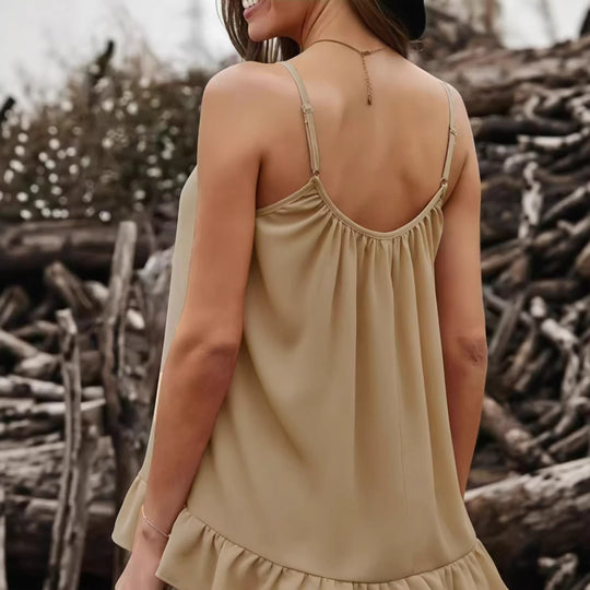 Damen schicke Bluse mit Rüschenabschluss und verstellbaren Trägern EB