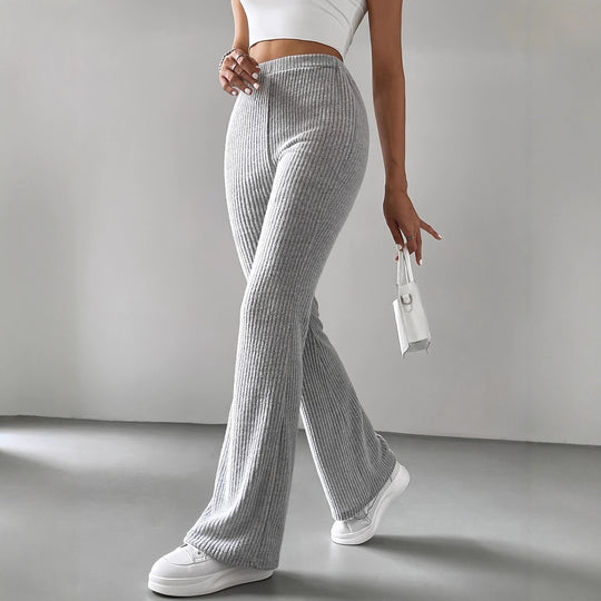 Damen Strickhose mit weitem Bein und Rippstruktur EB