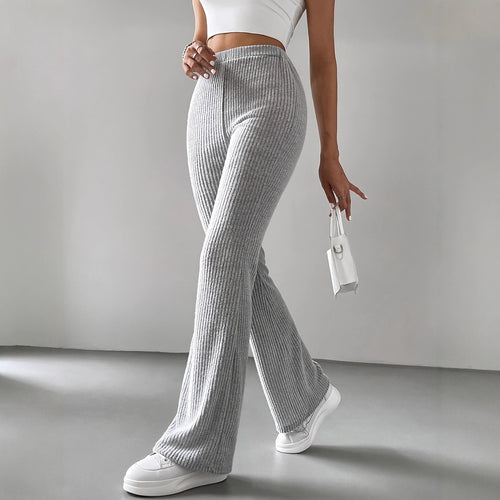 Damen Strickhose mit weitem Bein und Rippstruktur EB