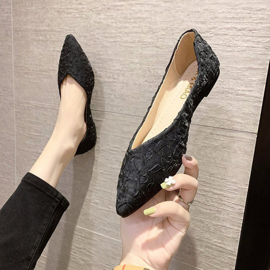 Damen Ballerinas mit spitz zulaufendem Design und strukturiertem Obermaterial EB
