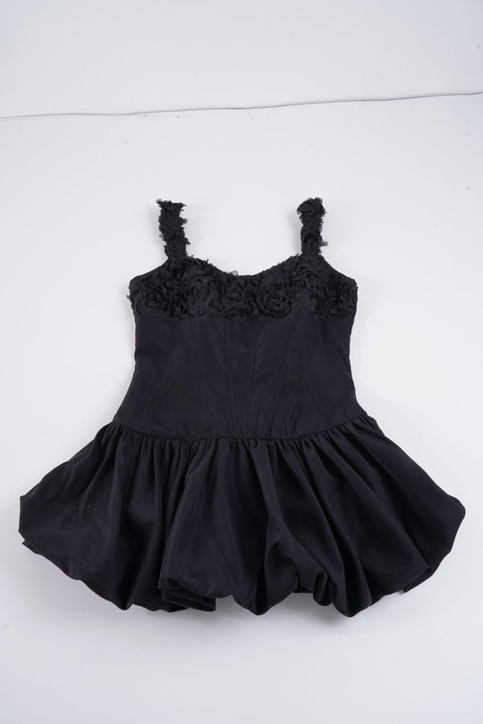 Damen Minikleid mit floralem Spitzenoberteil und voluminösem Rock EB