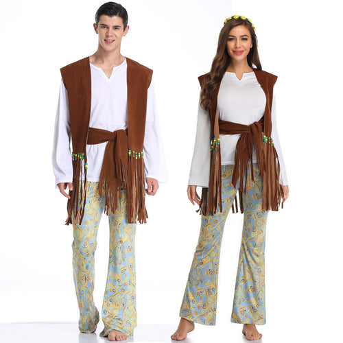 Herren Kostüm im Wildwest-Stil mit fransigem Weste und bunten Hosendetails EB