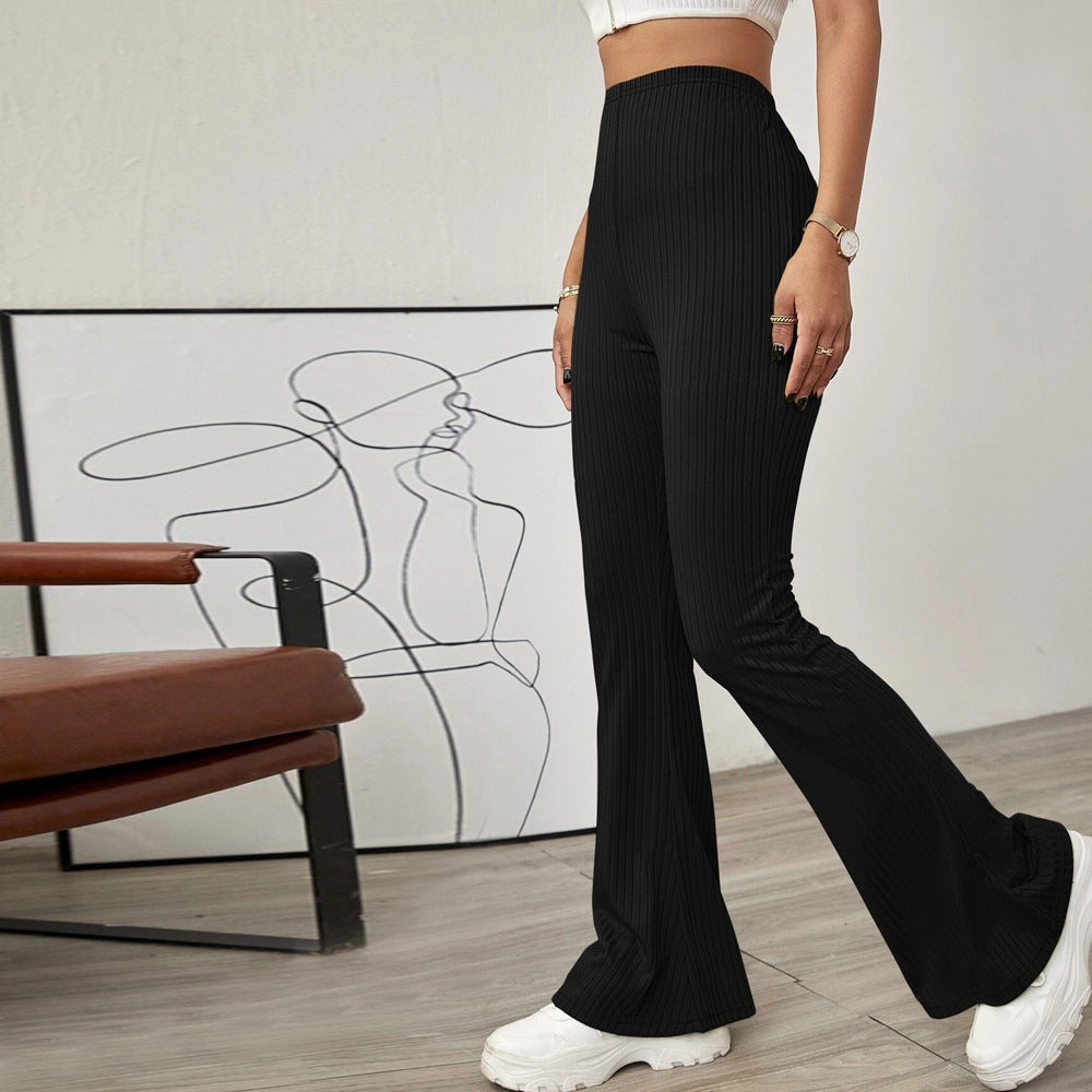 Damen hochtaillierte gerippte Schlaghose aus stretch‑Jersey Eichborn Berlin