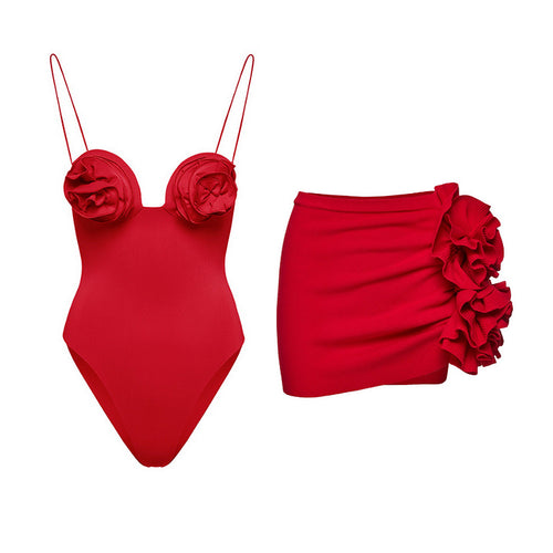 Damen Eleganter Rüschentop mit Blumenmotiven EB