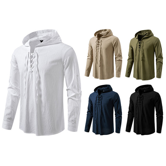 Herren lässiges Kapuzenshirt mit modernes Schnürdesign EB