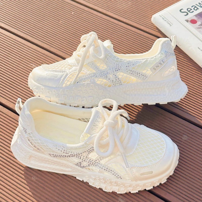 Damen Sportliche Sneaker mit atmungsaktivem Netzdesign und funkelnden Akzenten EB