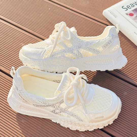 Damen Sportliche Sneaker mit atmungsaktivem Netzdesign und funkelnden Akzenten EB