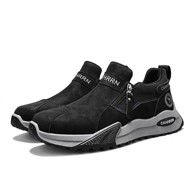Herren robuste Outdoor-Sneaker mit seitlichem Reißverschluss, gepolstertem Knöchelkragen und griffiger Profilsohle EB