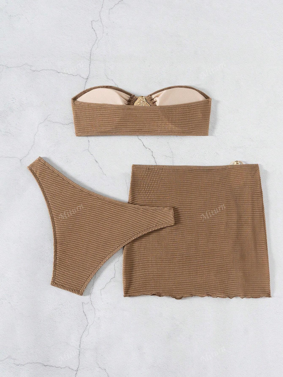 Damen Bandeau-Bikini mit raffiniertem Rock EB