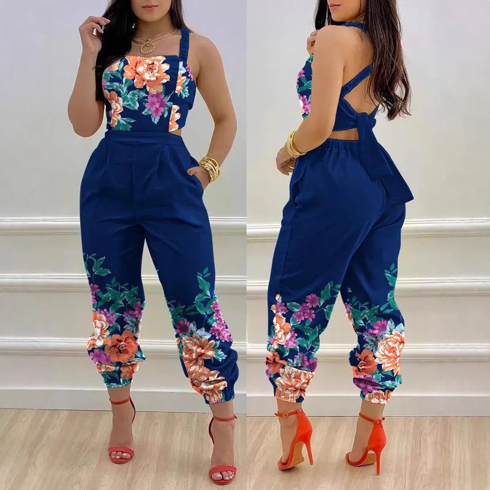 Damen Jumpsuit mit einzigartigem Denim-Print und tailliertem Schnitt EB
