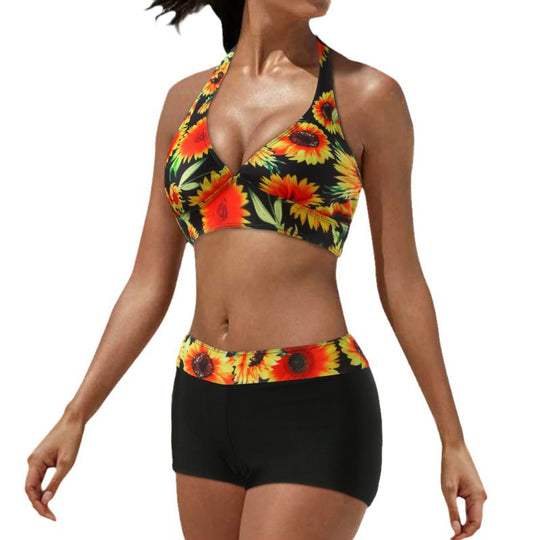 Damen Sportlicher Bikini mit hoch geschnittenem Unterteil EB