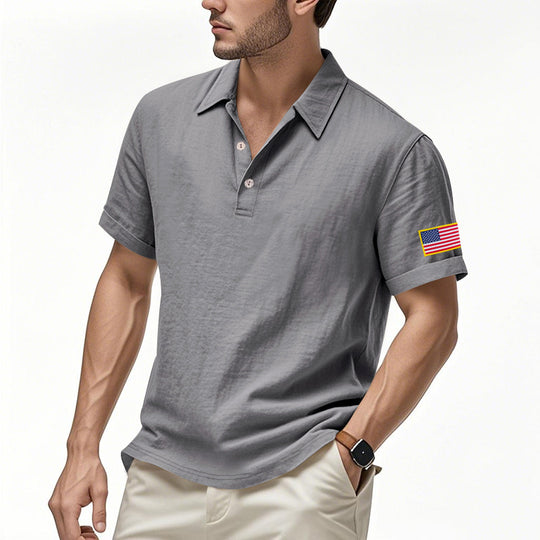 Herren Poloshirt mit strukturiertem Design und Kontrastknopf EB