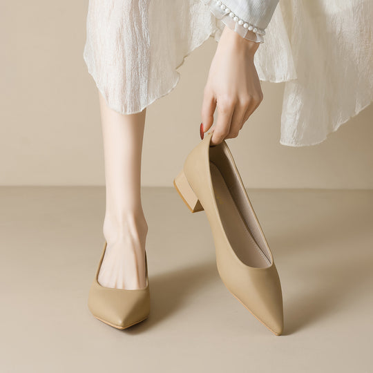 Damen elegante Pumps mit spitzem Zehenbereich und komfortablem Blockabsatz EB