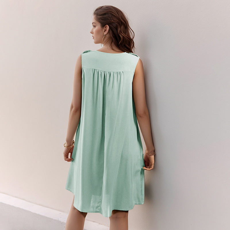 Damen Sommerkleid mit eleganter Knopfleiste und luftiger Silhouette EB