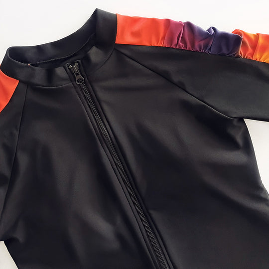 Damen Sportlicher Einteiler mit hohem Kragen und seitlichem Wickel-Design EB