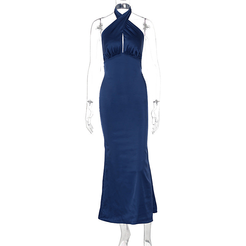 Damen Elegantes Maxikleid mit raffinierter Wickeloptik und schulterfreiem Design EB