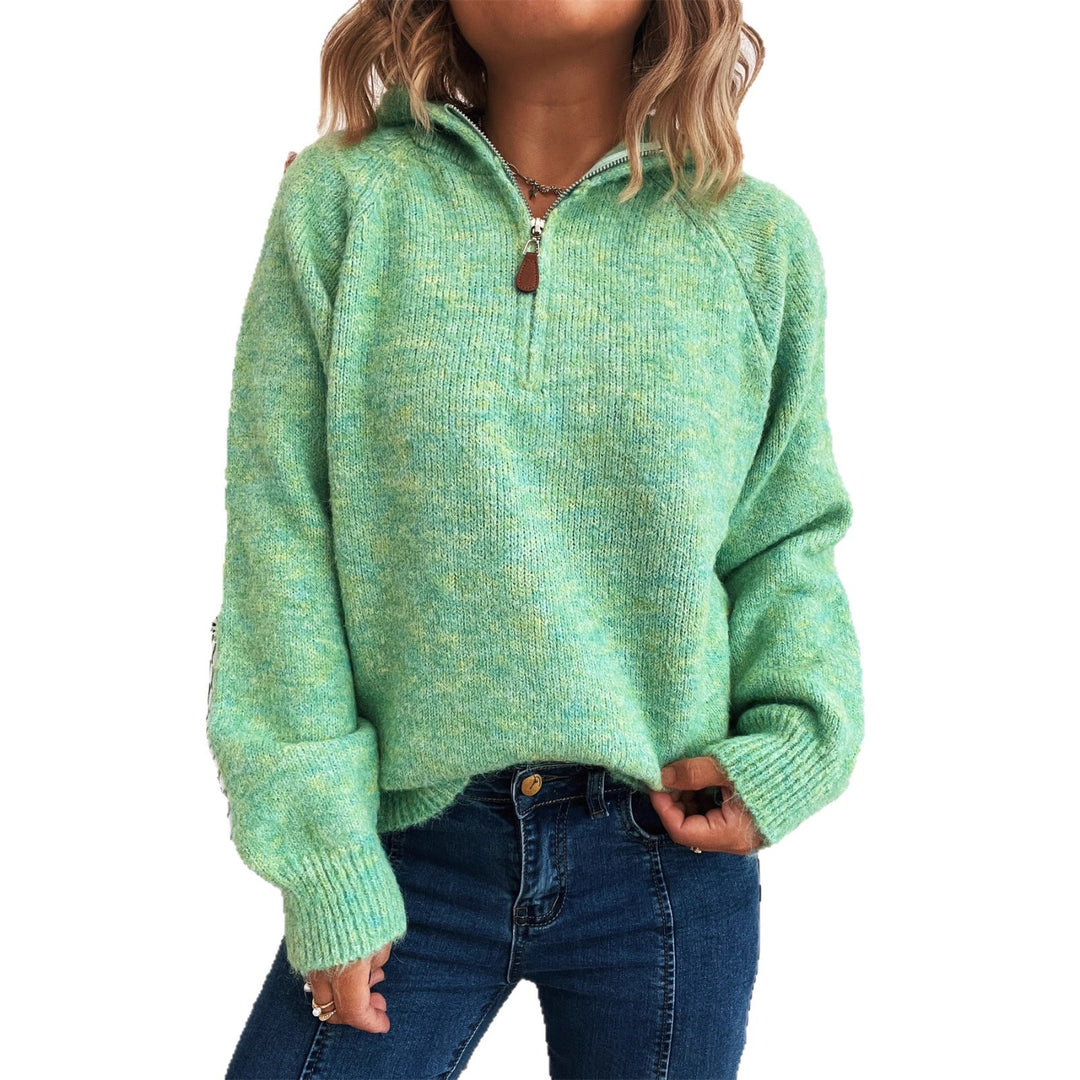 Damen kuscheliger Kapuzenpullover mit Zipper und modernem Rippdesign EB