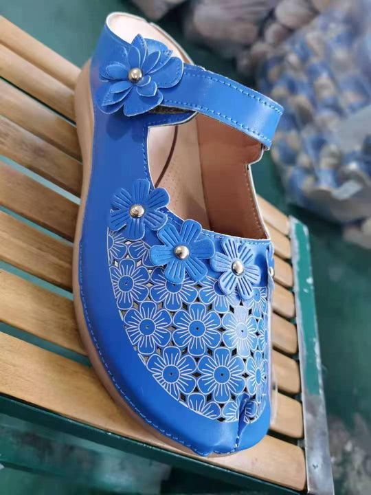 Damen bequeme Clogs mit floralem Dekor und ergonomischem Fußbett EB