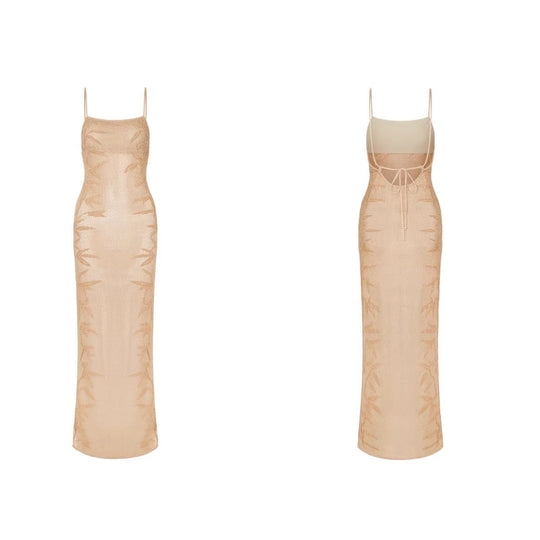 Damen Glitzerndes Strick-Maxi-Kleid EB