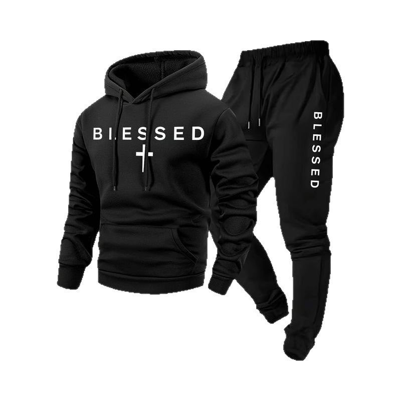 Damen Sweatshirt- und Jogginghose-Set mit modernem Schriftzug und praktischen Taschen EB