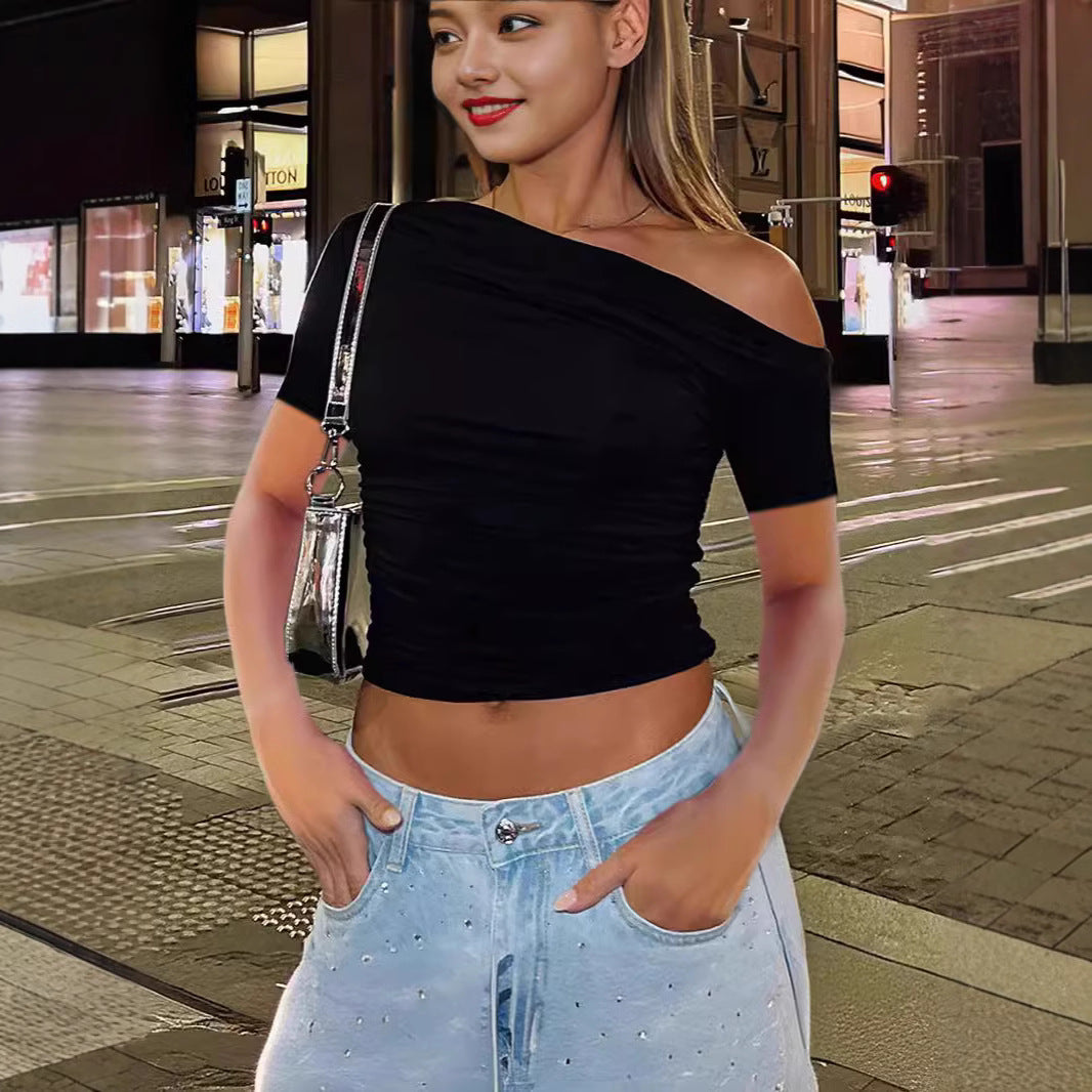 Damen Off-Shoulder Shirt mit Raffung EB