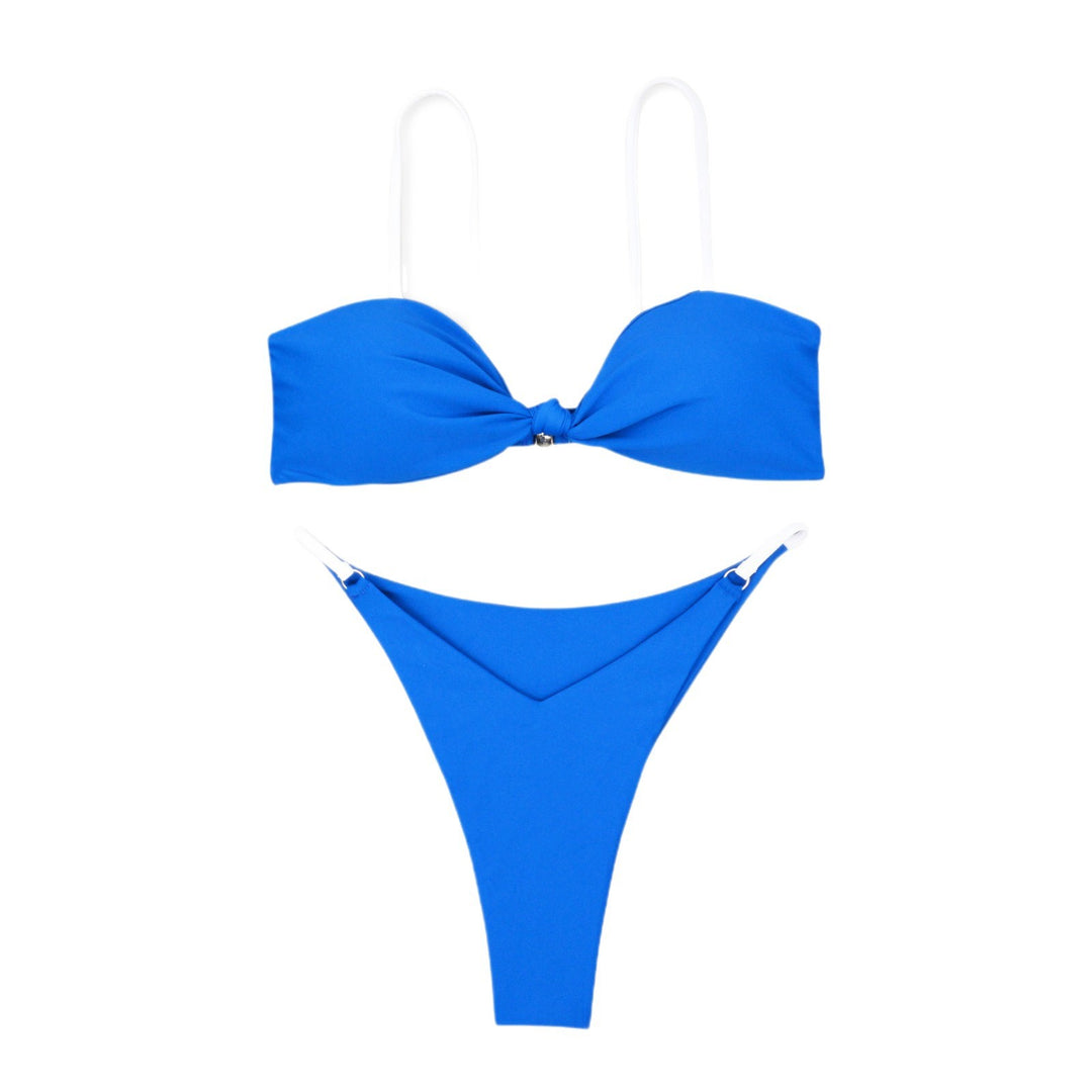 Damen Bandeau-Bikini mit trendigem Knoten-Design und hautfreundlichem Material EB