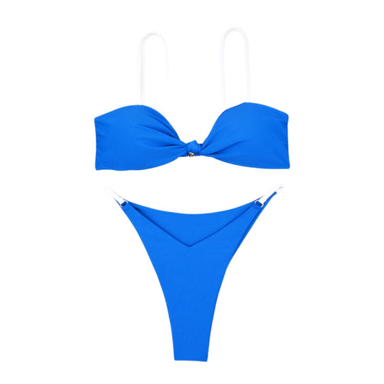 Damen Bandeau-Bikini mit trendigem Knoten-Design und hautfreundlichem Material EB
