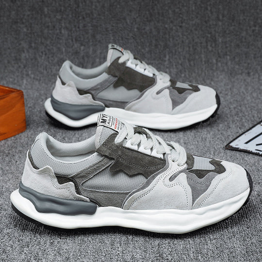 Herren retro-inspirierte Komfort-Sneaker mit Wildleder- und Mesh-Mix, gedämpfter Wellenlaufsohle und gepolstertem Knöchelkragen EB