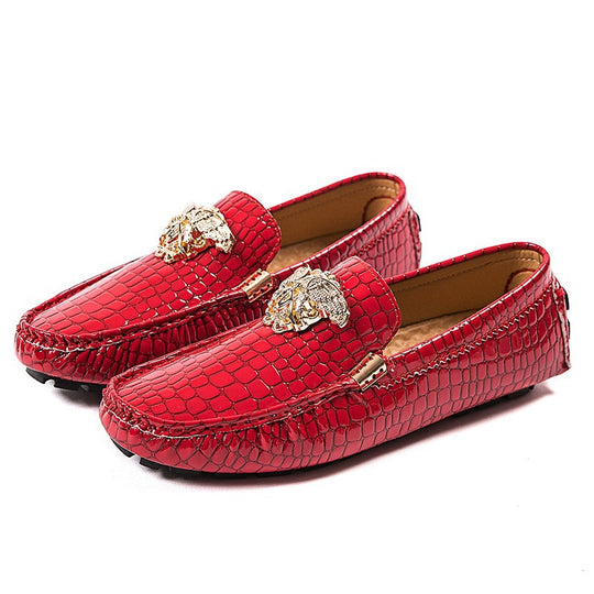 Damen lackierte Mokassin-Fahrerhalbschuhe mit Krokoprägung, weichem Lederfutter und profilierter Noppenlaufsohle EB