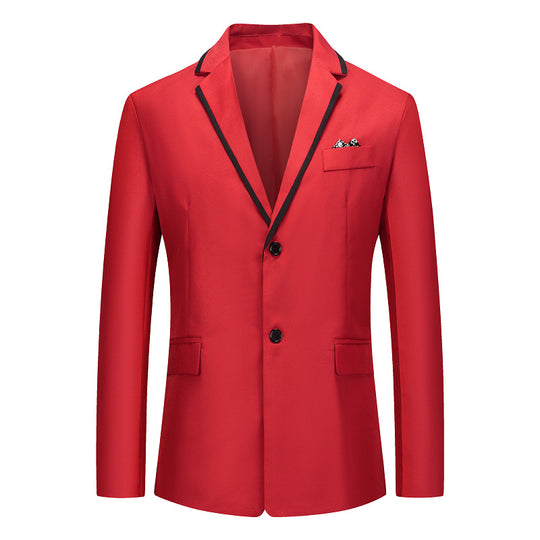 Herren eleganter smoking blazer mit kontrastierenden Details und praktischen Taschen EB