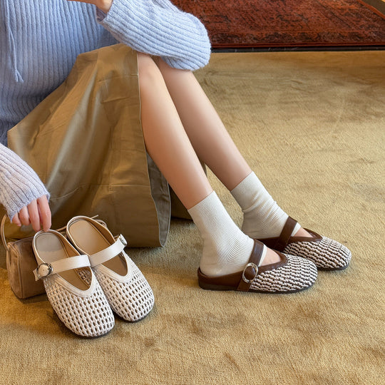 Damen Komfortable Clogs mit modischem Flechtmuster und anpassbarem Riemen EB