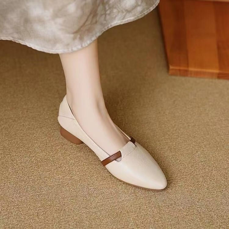 Damen Elegante Ballerinas mit komfortablem Blockabsatz und modischem Riemen EB