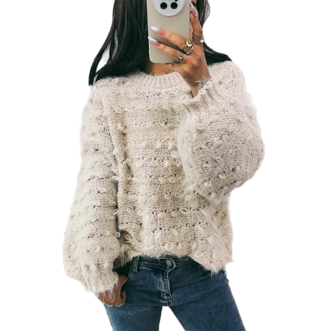 Damen lässiger Oversized-Pullover aus strukturiertem Material mit einzigartigem Design EB