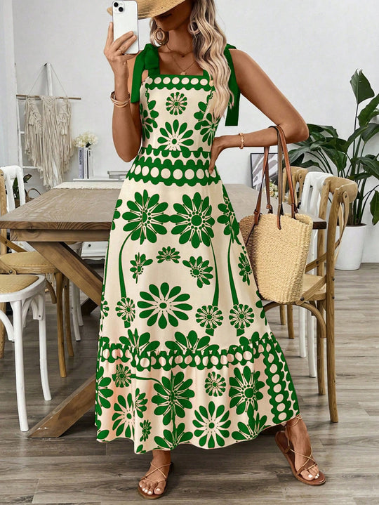 Damen Floral Print Maxikleid EB
