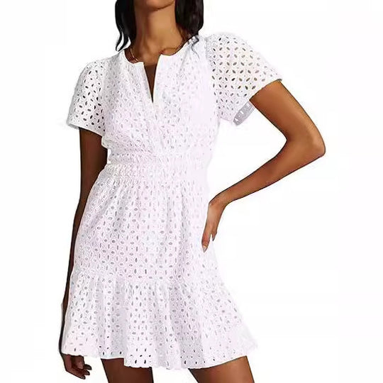 Damen Sommerkleid im romantischen Broderie Anglaise Stil EB