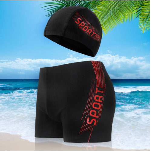 Herren Sportliche Schwimmshorts mit passender Badekappe EB