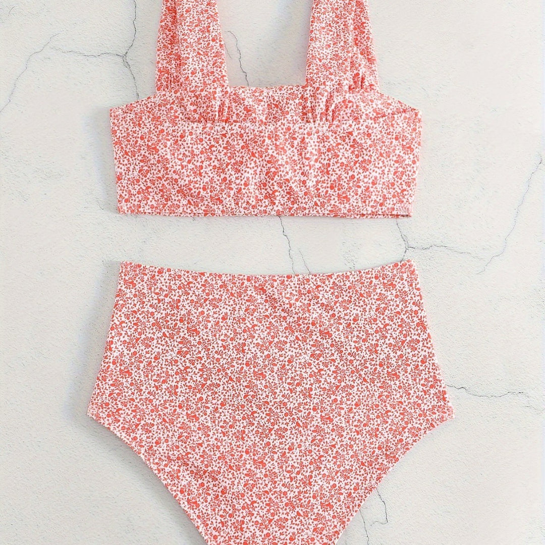 Damen Hochtailliertes Bikiniset mit floralem Muster EB