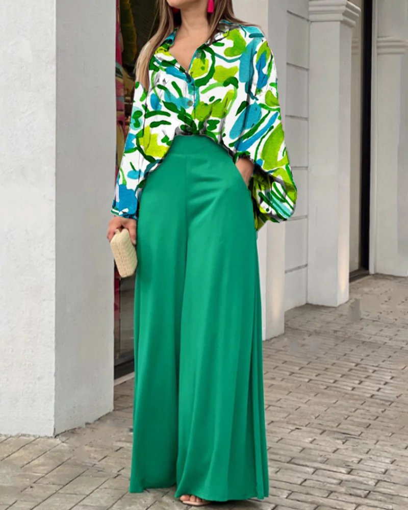 Damen Weit geschnittene Culotte-Hose mit hohem Bund und fließendem Stoff EB