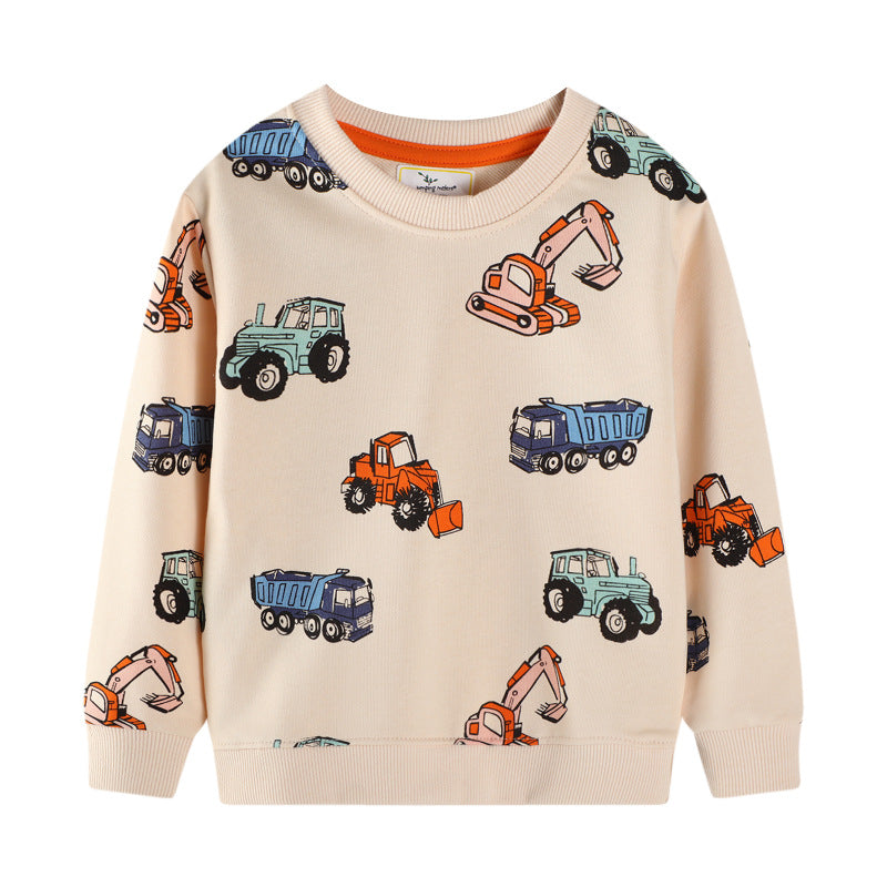 Unisex Sweatshirt mit bunten Baustellenfahrzeugen EB