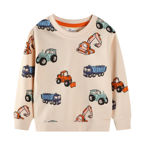 Unisex Sweatshirt mit bunten Baustellenfahrzeugen EB