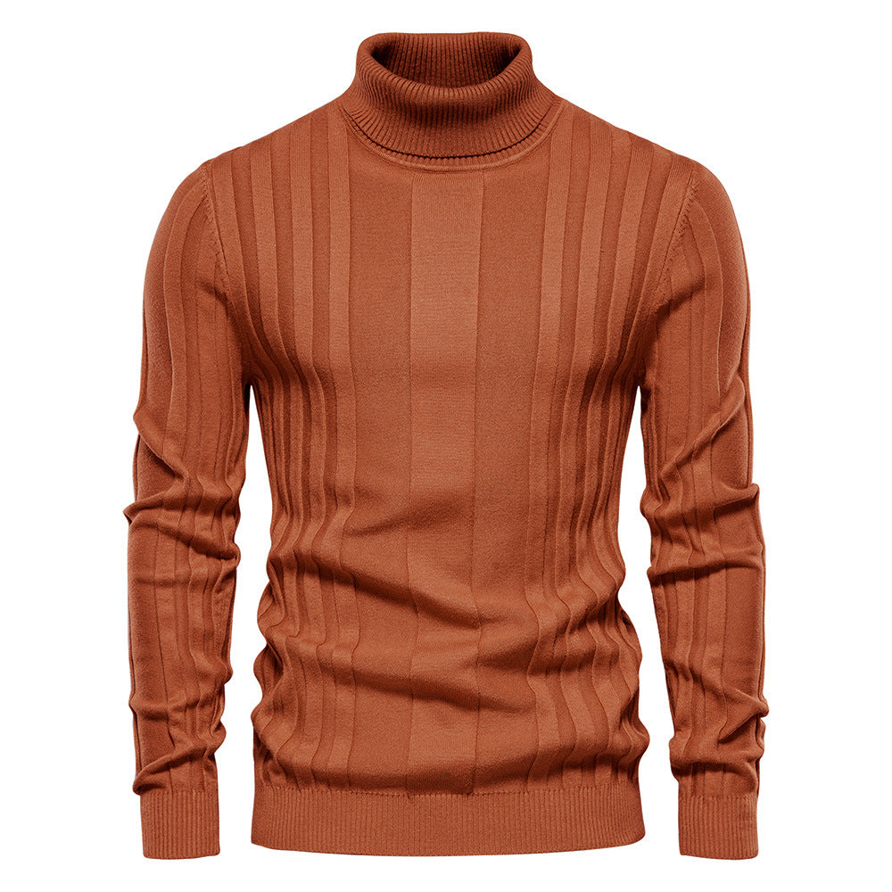 Herren Strickpullover mit hochgeschlossenem Kragen und eleganter Rippstruktur EB