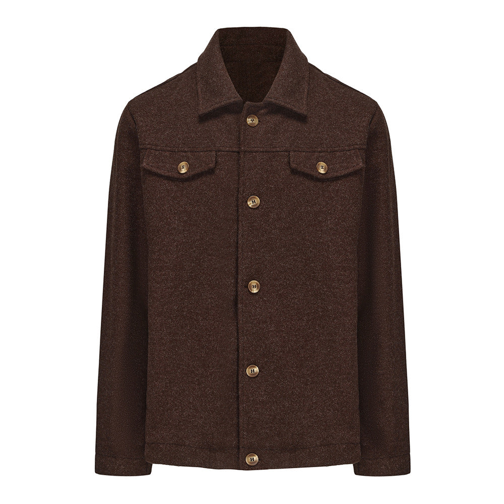 Herren modische Denimjacke mit Knopfleiste und Taschen EB