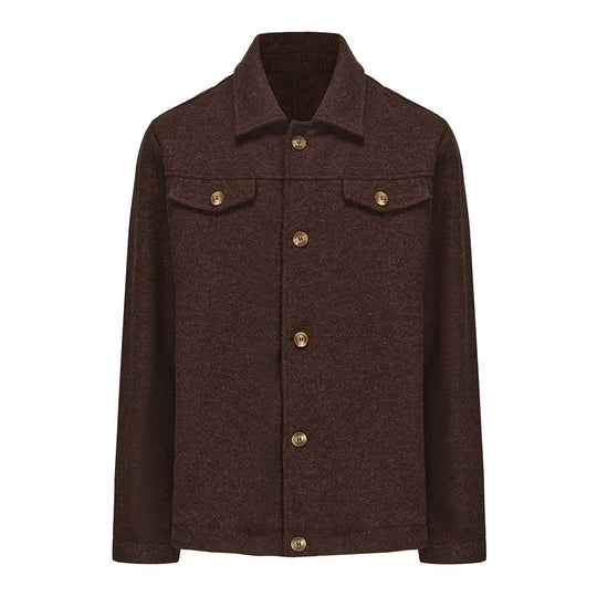 Herren modische Denimjacke mit Knopfleiste und Taschen EB