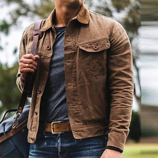 Herren leichte Utility-Jacke im Vintage-Stil mit praktischen Taschen EB