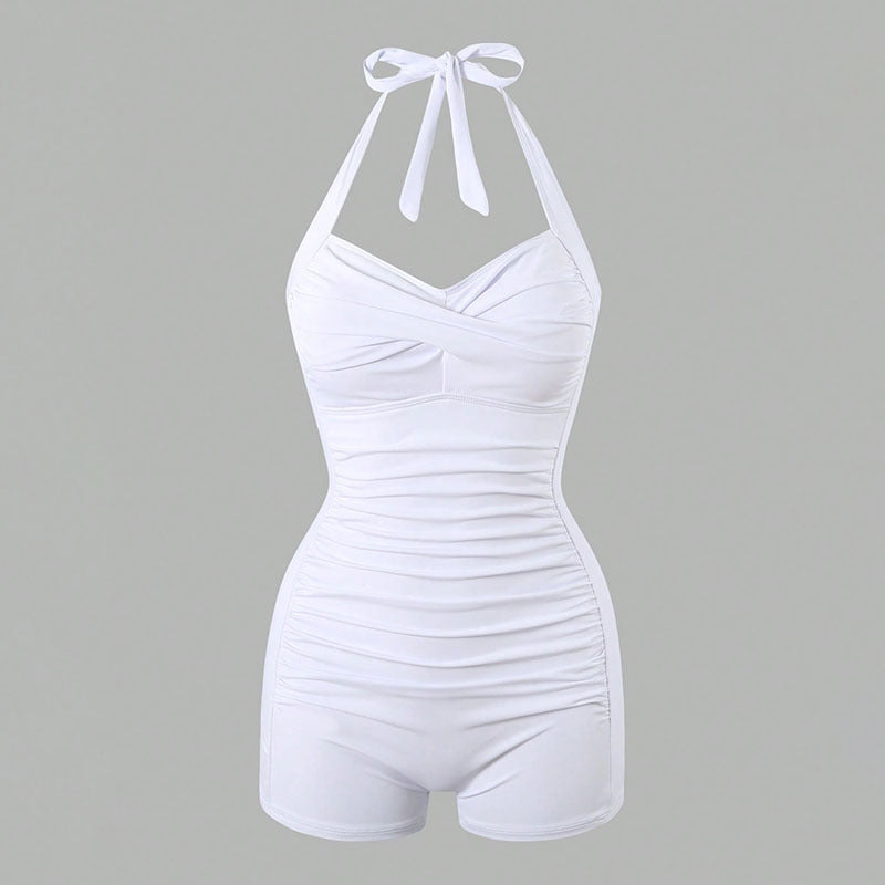 Damen Einteiler Badeanzug mit elegantem Rüschendesign EB