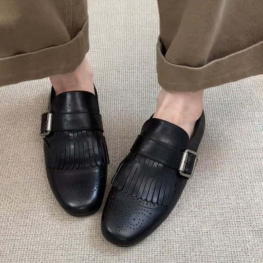 Damen elegante Mokassins mit modischer Fransenverzierung EB