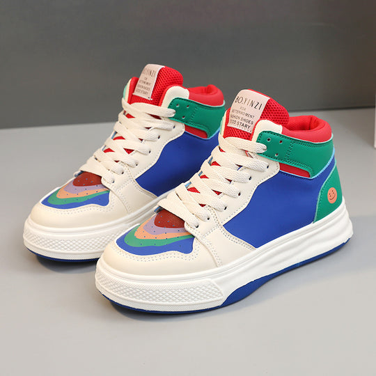 Damen modische High-Top Sneakers mit bunten Akzenten und atmungsaktivem Obermaterial EB