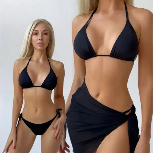 Damen Triangel-Bikini mit elegantem Wickelrock EB