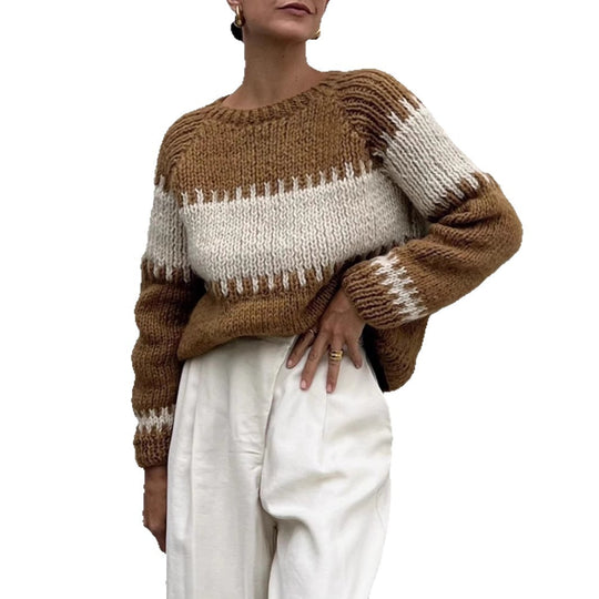 Damen gestrickter Oversized Pullover EB